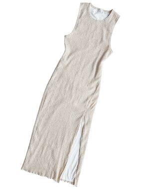Aritzia Wilfred S-M Beige Textured Sleeveless Maxi Midi Dress